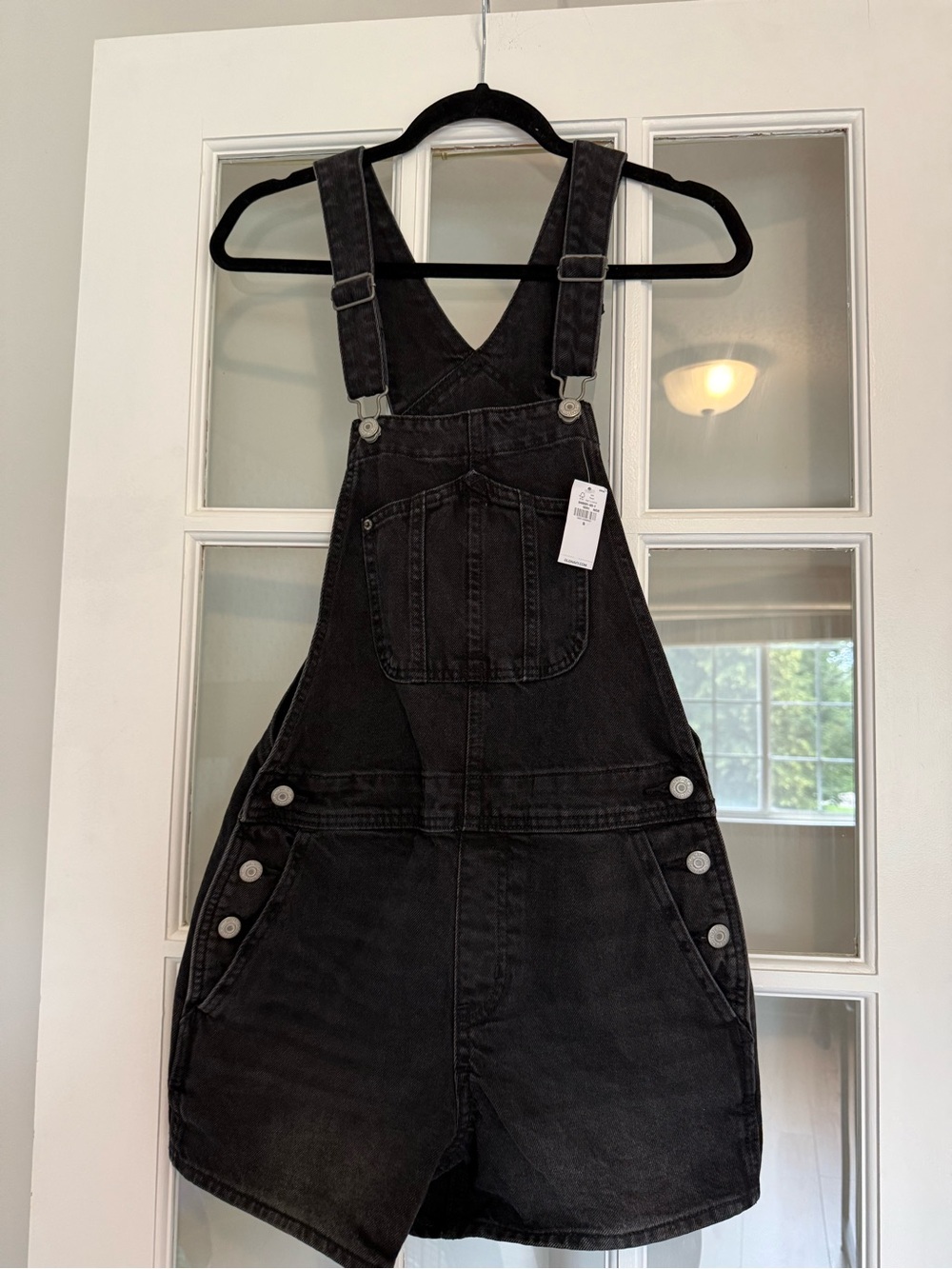 Old Navy Black Denim Short Overalls